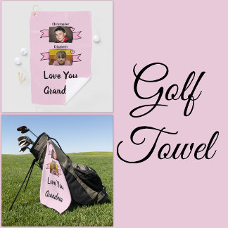 2 photo love you grandma pink golf towel