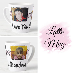 2 photo love you grandma pink latte mug