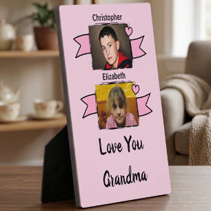 2 photo love you grandma pink plaque