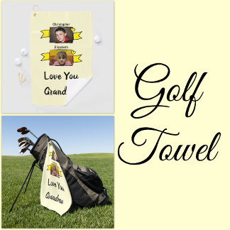 2 photo love you grandma yellow golf towel
