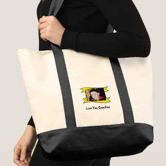 2 photo love you grandma yellow tote bag