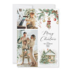 2 Photo Merry Christmas Winter Greenery Foliage