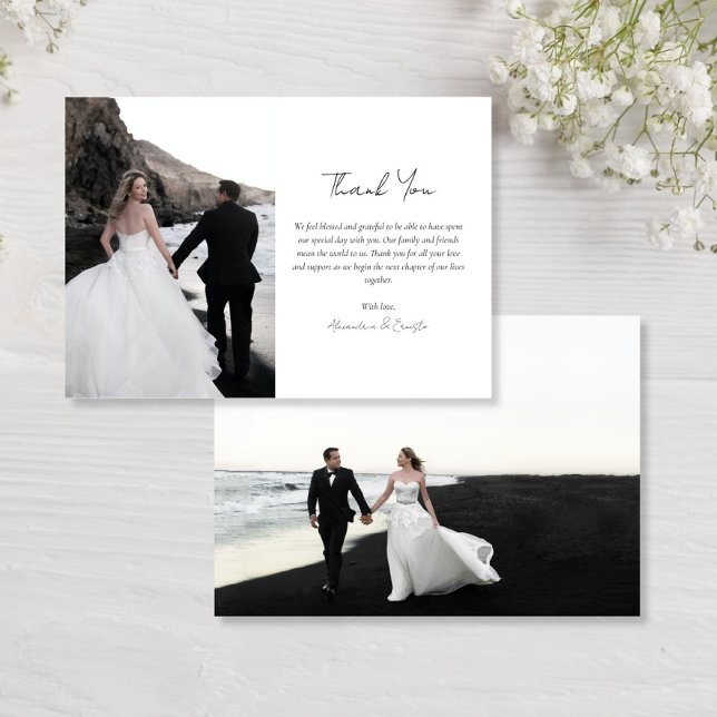 2 Photo Minimalist Wedding Thank You Card (Creator Uploaded)