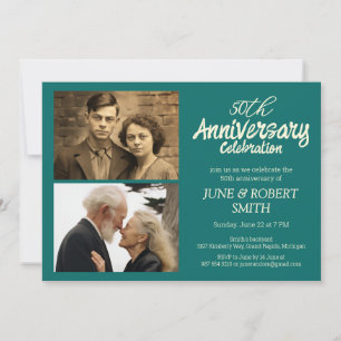 2 photo Modern 50th wedding anniversary invitation