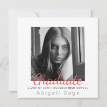 2 Photo Modern Minimalist Square Graduation