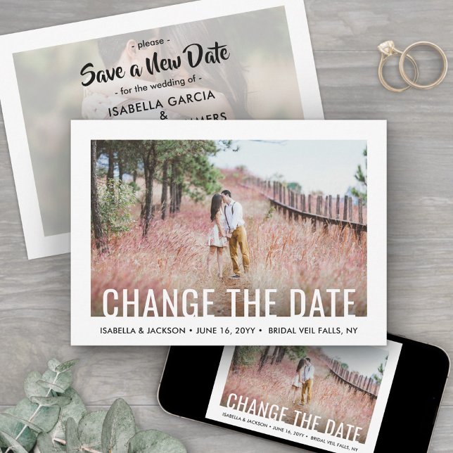 2 Photo Modern Minimalist Wedding Postponement Save The Date (Creator Uploaded)