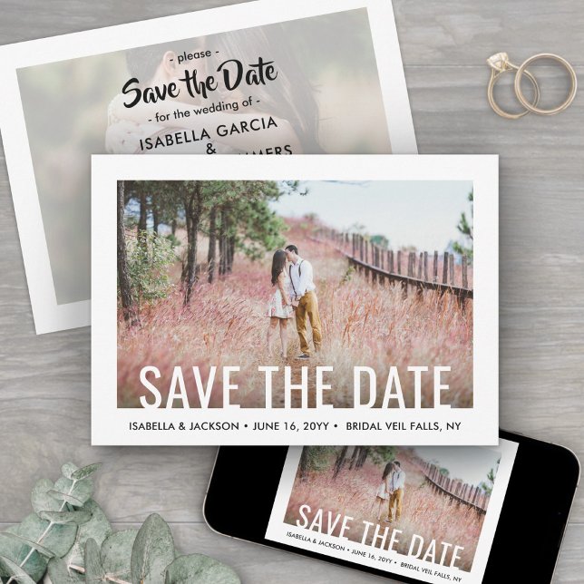2 Photo Modern Minimalist Wedding Simple Save The Date (Creator Uploaded)