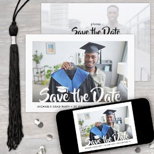 2 Photo Modern Script Graduation Save the Date Invitation