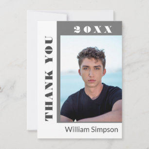 2 PHOTO Modern Simple Minimalist Graduation Thank You Card