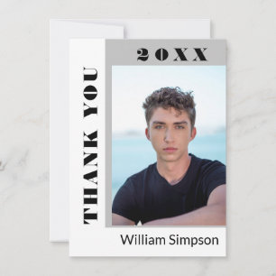 2 PHOTO Modern Simple Minimalist Graduation Thank You Card