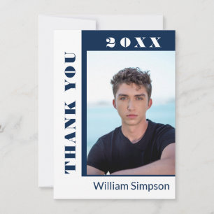 2 PHOTO Modern Simple Minimalist Graduation  Thank You Card