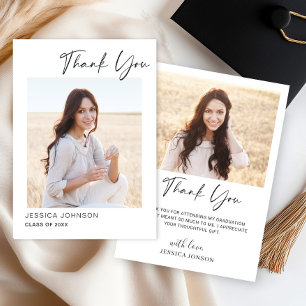 2 PHOTO Modern Simple Minimalist Graduation Thank You Card