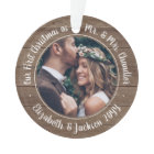 2 Photo Mr & Mrs 1st Christmas Rustic Faux Wood