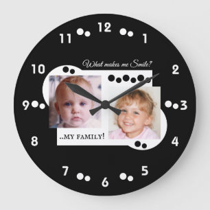 2 photo my family black large clock