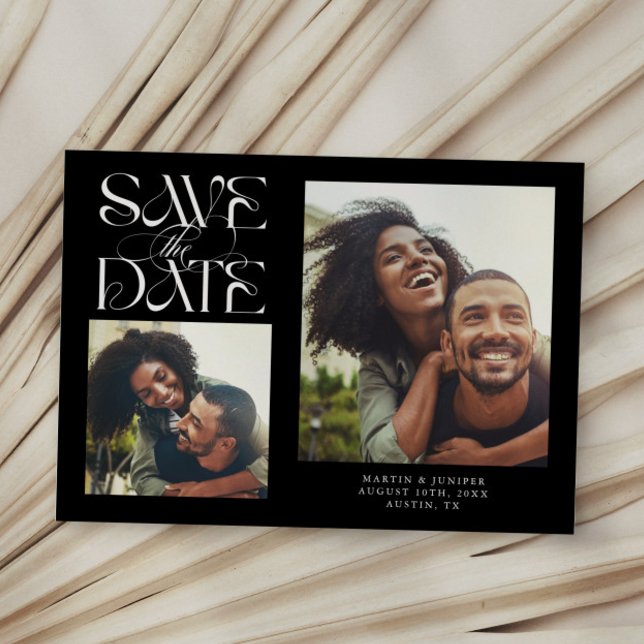 2 Photo Mystical Modern Typography Black Save The Date (Creator Uploaded)