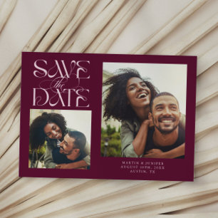 2 Photo Mystical Modern Typography Cranberry Save The Date