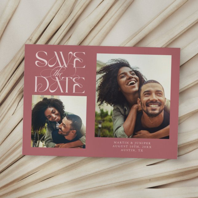 2 Photo Mystical Modern Typography Pink Save The Date (Creator Uploaded)