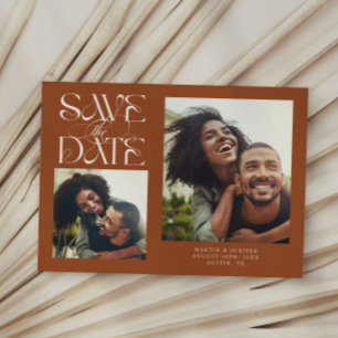 2 Photo Mystical Modern Typography Terracotta Save The Date