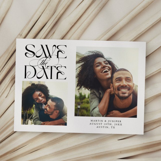 2 Photo Mystical Modern Typography White Save The Date (Creator Uploaded)