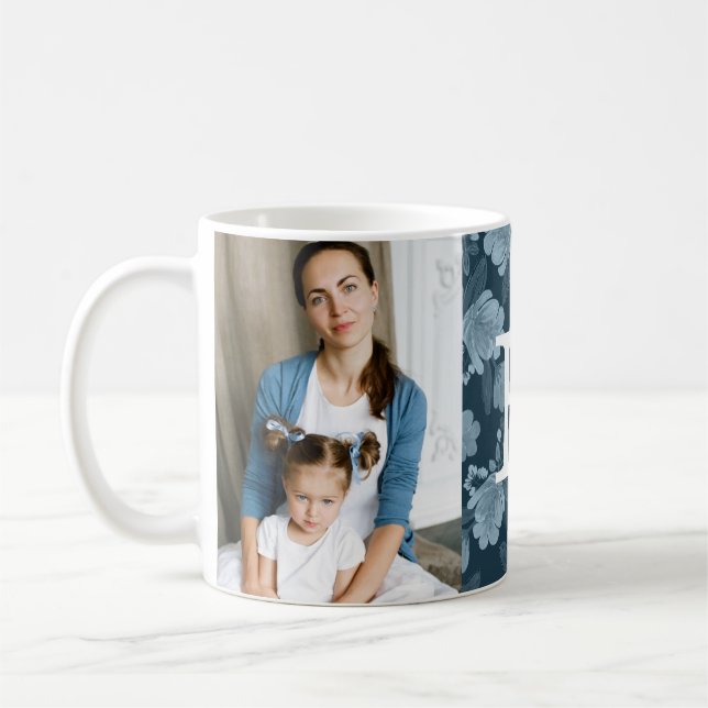 2 Photo | Navy Floral Coffee Mug (Left)