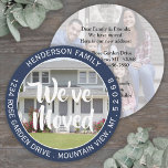 2 Photo New Home Change of Address Unique Moving Announcement<br><div class="desc">Share the joyful news of moving to your new home with this unique round We've Moved / I've Moved flat card. The photos and text are all simple to customise. (IMAGE PLACEMENT TIP: An easy way to centre a photo exactly how you want is to crop it before uploading to...</div>