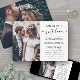 2 Photo Nothing Fancy Just Love Wedding Reception Invitation