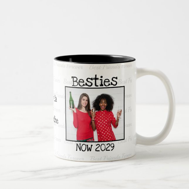  2 Photo NOW AND THEN Besties BFF Two-Tone Coffee Mug (Right)