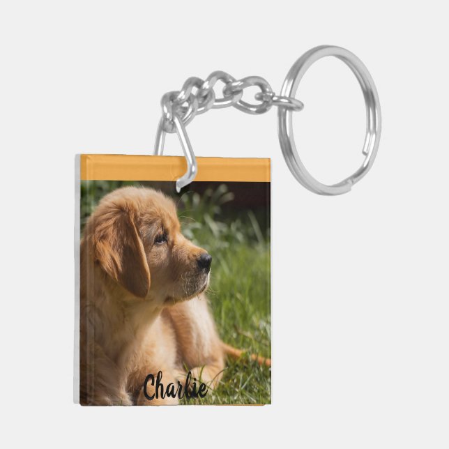 2 Photo of Dog with Personalise Name Gift Key Ring (Back Left)
