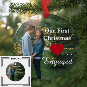 2 Photo Our First Christmas Engaged /custom Ornament