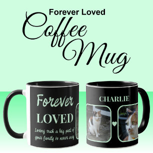 2 Photo Pet Loss Keepsake Memorial black green Mug