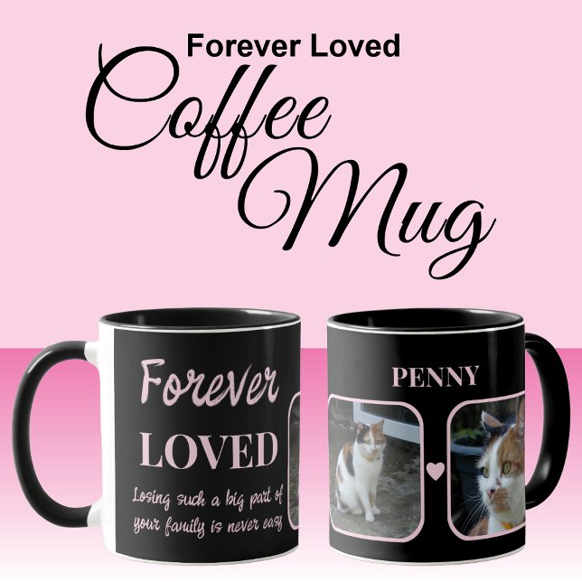 2 Photo Pet Loss Keepsake Memorial black pink Mug (Creator Uploaded)