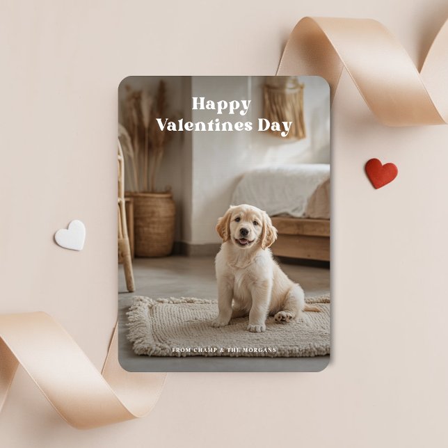 2 Photo Puppy Pet Retro Dog Valentines Day Holiday Card (Creator Uploaded)