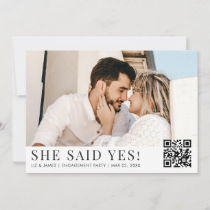 2 Photo QR Code Modern Engagement Party Invitation