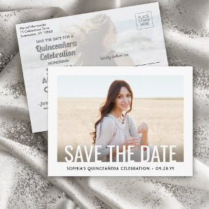 2 Photo Quinceanera Modern Birthday Save the Date Announcement Postcard