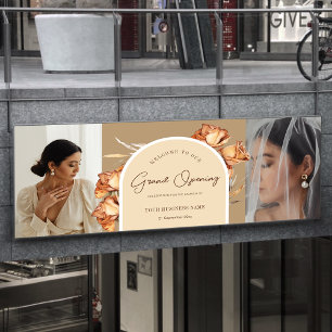 2 Photo Retro Arch Flower Business Grand Opening  Banner