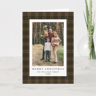 2 Photo Retro Christmas Plaid Greeting Holiday Card