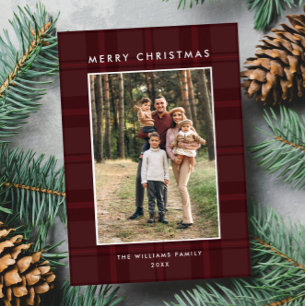 2 Photo Retro Christmas Plaid Greeting Holiday Card