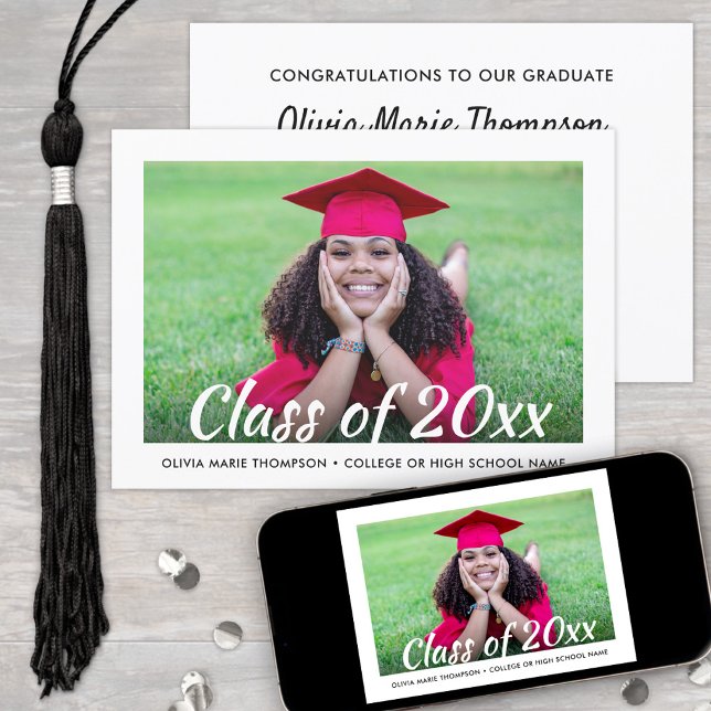 2 Photo Script Class Year Modern Simple Graduation Invitation (Creator Uploaded)