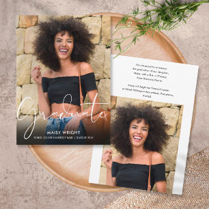 2 Photo Script Graduate Graduation Announcement