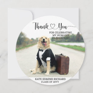 2 Photo Script Heart Customised Dog Graduation Thank You Card
