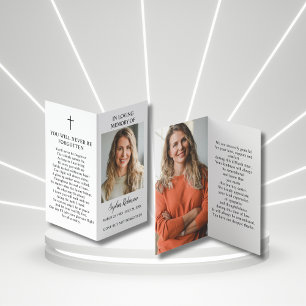 2 Photo Simple Funeral Memorial Folder Prayer Card