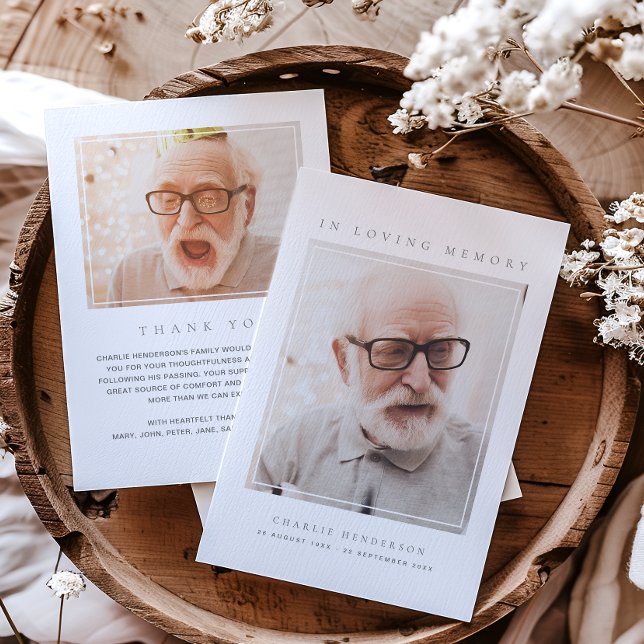 2-Photo Simple Modern Loving Memory Funeral Thank You Card (Creator Uploaded)