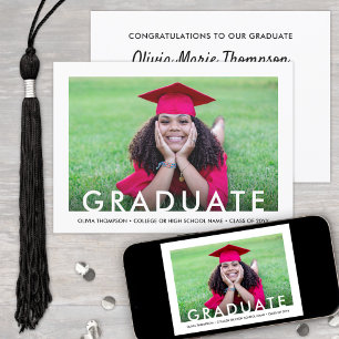 2 Photo Simple Modern Minimalist Graduation Party Invitation