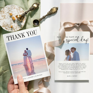 2 Photo Simple Modern Wedding Thank You Card