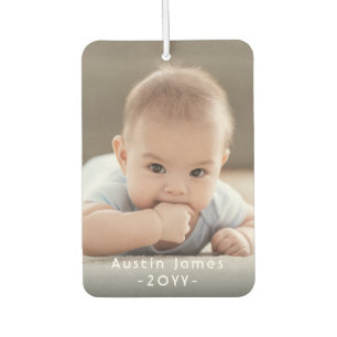 2 Photo Simple Modern White Text Overlay Family Car Air Freshener