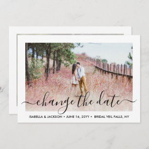2 Photo Simple Script Wedding Postpone Change Save The Date