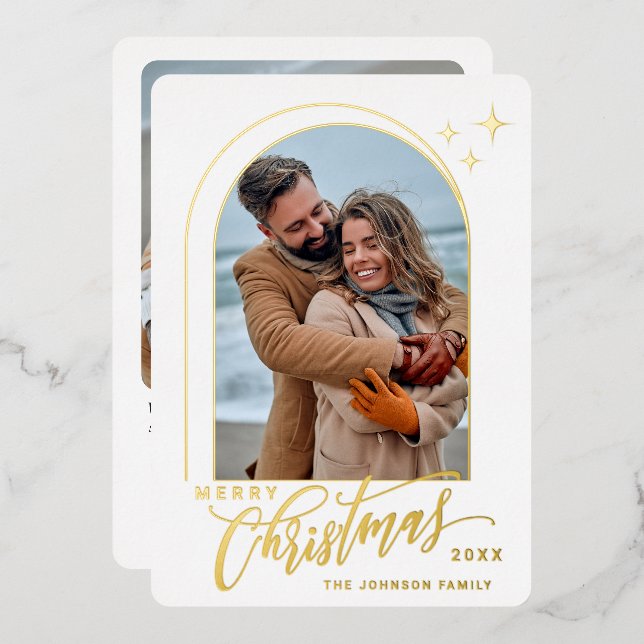 2 PHOTO Simply Elegant Sparkle Christmas Gold (Front/Back)