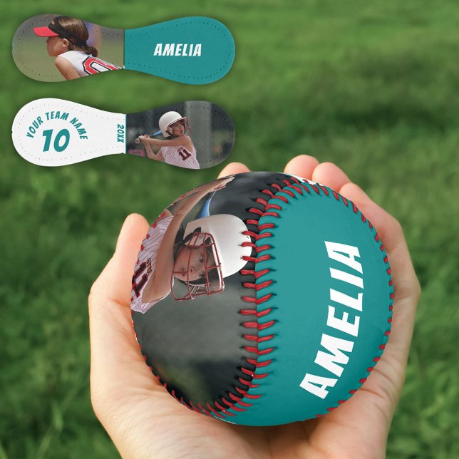 2 Photo Softball Teal Player Number Team Name (Creator Uploaded)