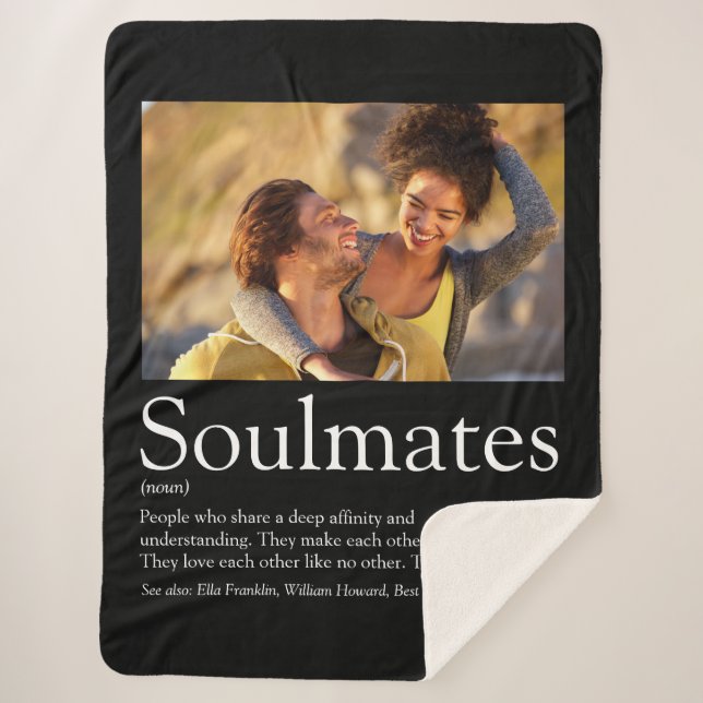 2 Photo Soulmates Definition Black And White Sherpa Blanket (Front)