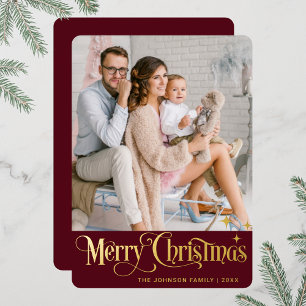 2 PHOTO Sparkle Merry Christmas Greeting Gold